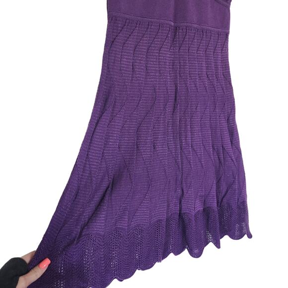 M Missoni Knit Crochet Fit & Flare Dress Purple IT Size 38 / US Size 2 - Picture 4 of 9